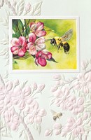 Apple Blossom Bee Folded - W/Env
