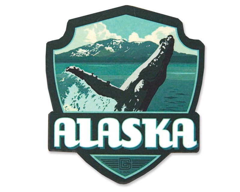 AK Whale Breaching Emblem Wooden Magnet | American Made