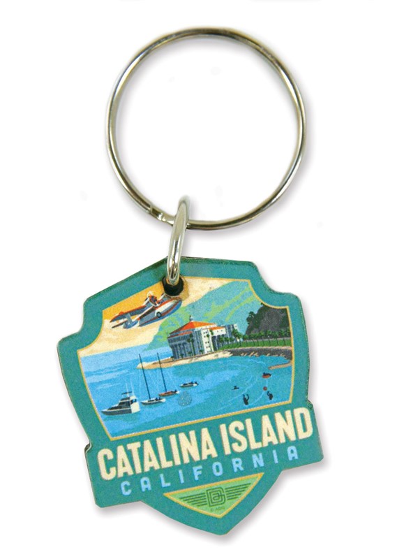 Catalina Island Emblem Wooden Key Ring | American Made