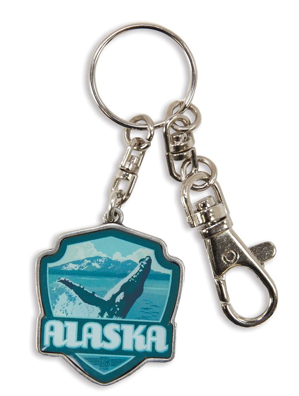 AK Whale Breaching Emblem Pewter Key Ring | American Made