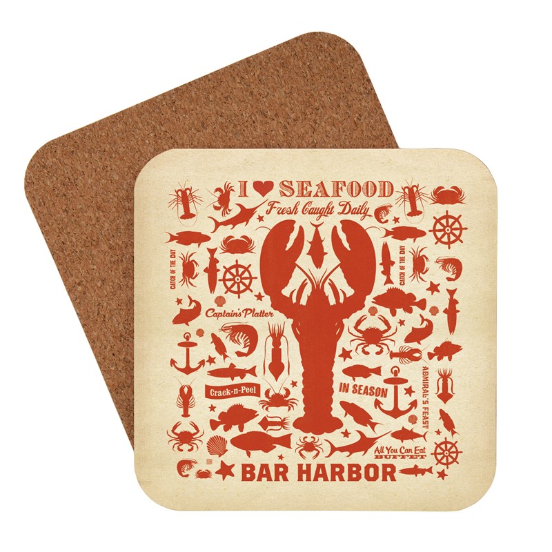 Lobster Pattern Print Bar Harbor Coaster | American made coaster