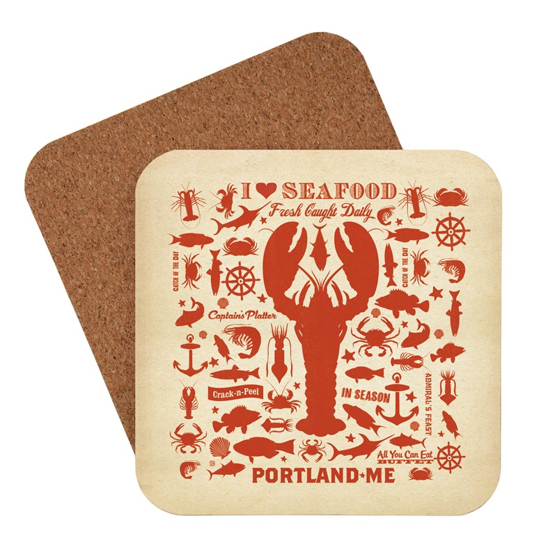 Lobster Pattern Portland, ME Coaster | American made coaster