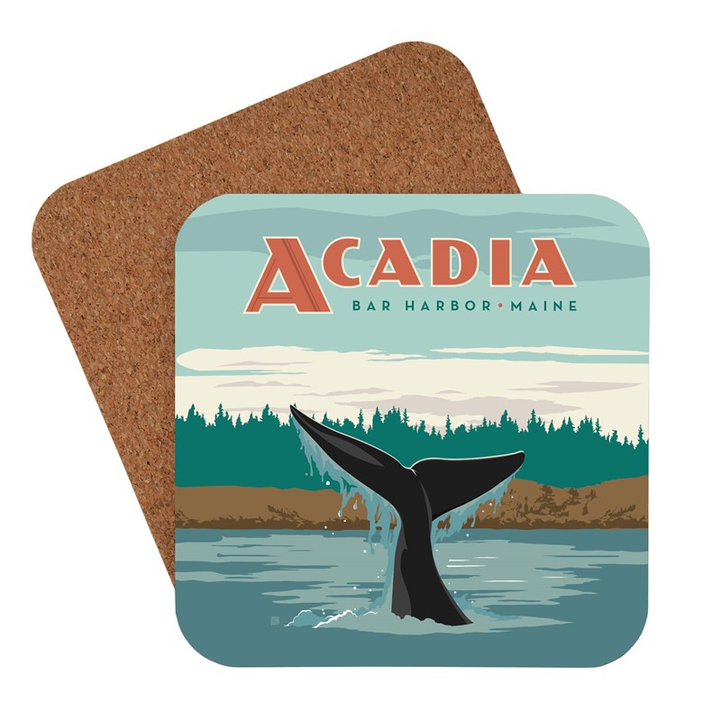 ME Whale Tail Bar Harbor Coaster | American made coaster