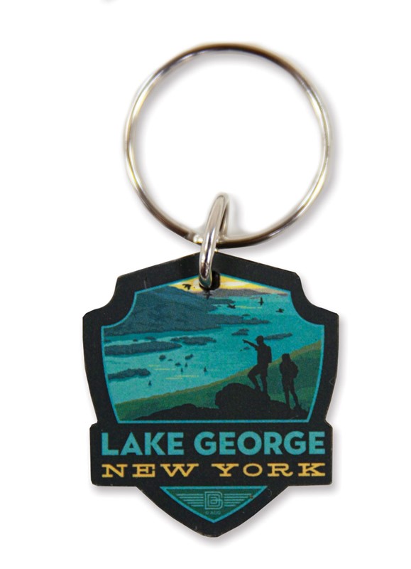 Lake George, NY Emblem Wooden Key Ring | American Made