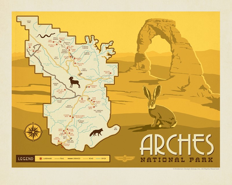 Map of Arches NP 8" x 10" Print | Made in the USA