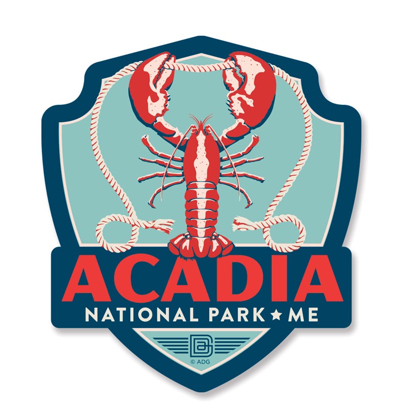 Acadia NP Lobster Emblem Wood Magnet | American Made