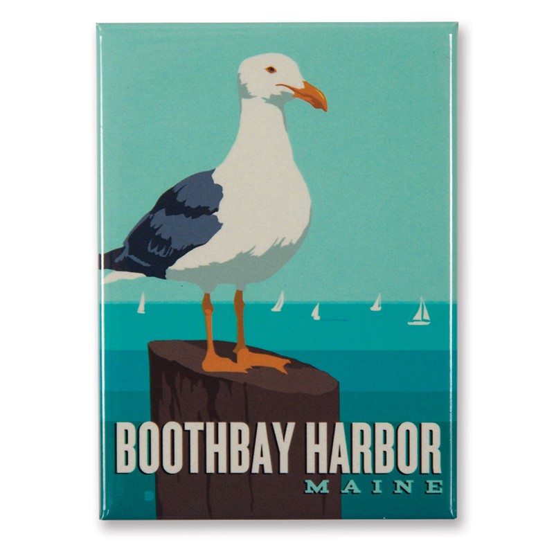 ME Boothbay Harbor Gull Magnet | American Made Magnet