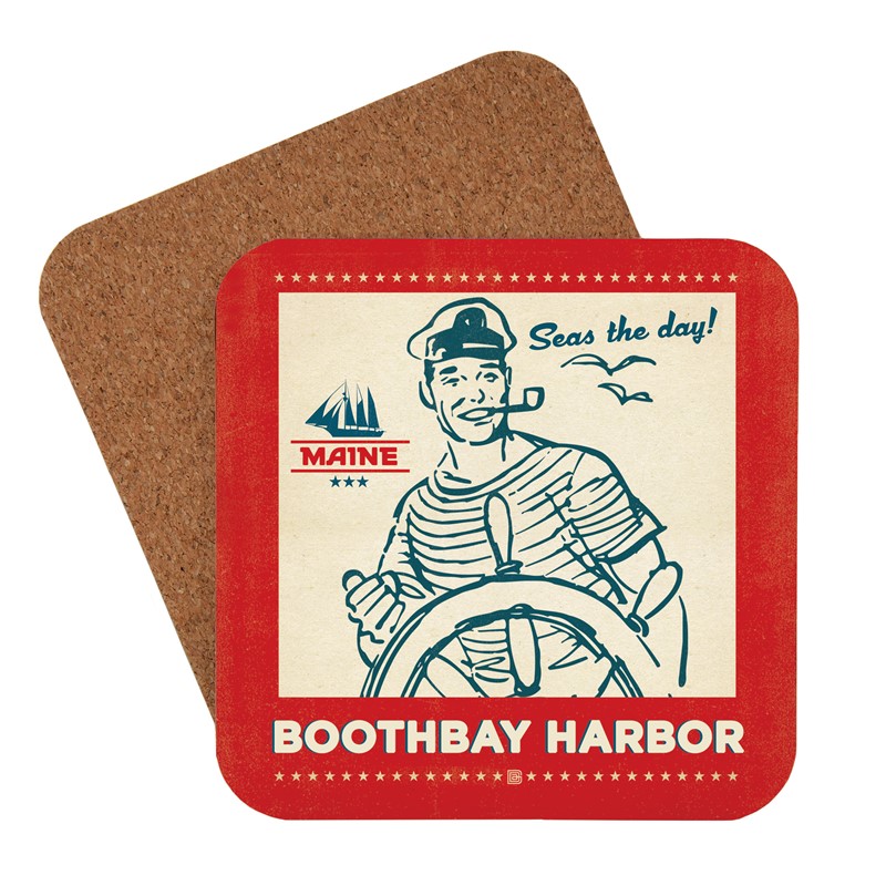 ME Boothbay Harbor Seas the Day Coaster | American made coaster