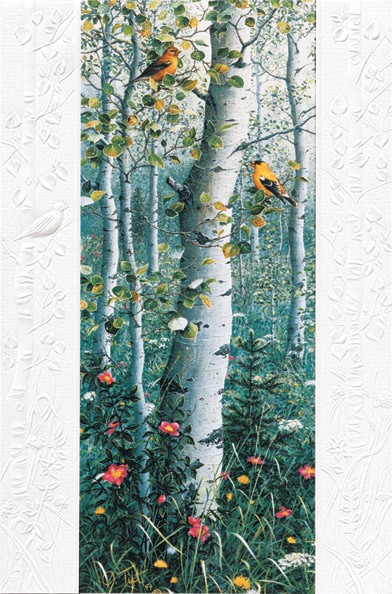 Goldfinch Aspens | Songbird anniversary greeting cards