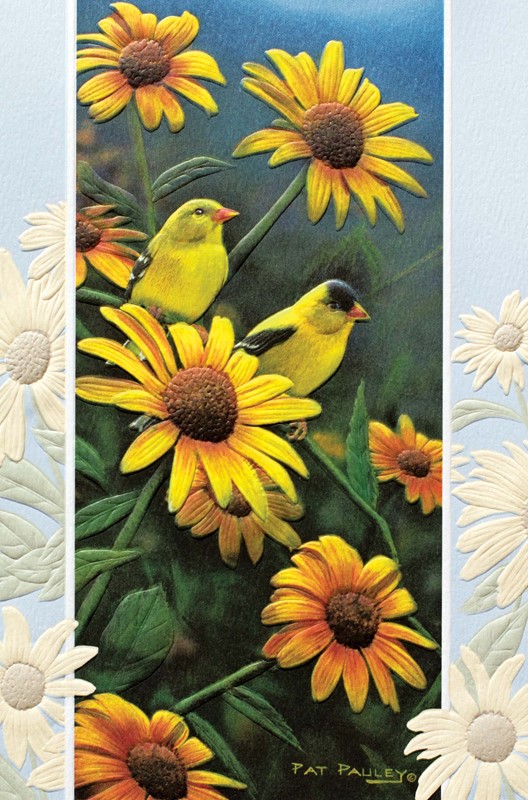 Golden Summer | Embossed birds & flowers greeting cards