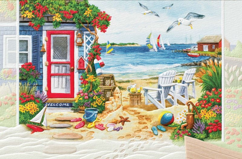 Summer Beach Cottage | Beach friendship greeting cards