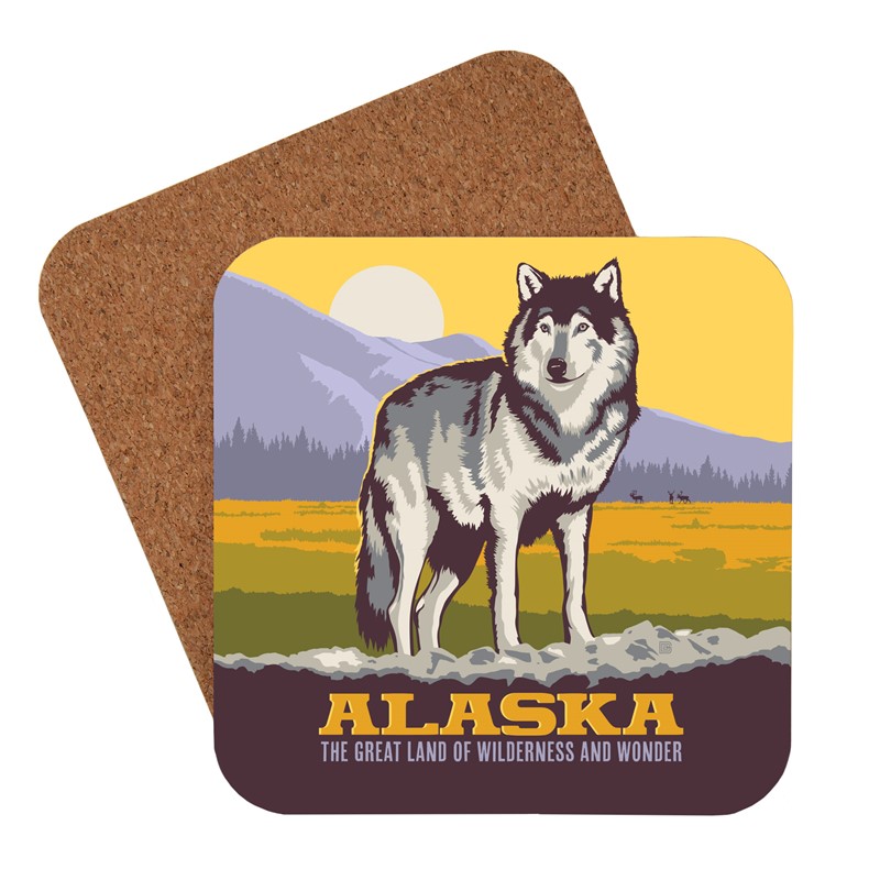 AK Gray Wolf Coaster | American made coaster