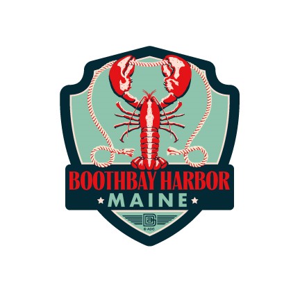 ME Boothbay Harbor Lobster Emblem Sticker | Emblem Sticker