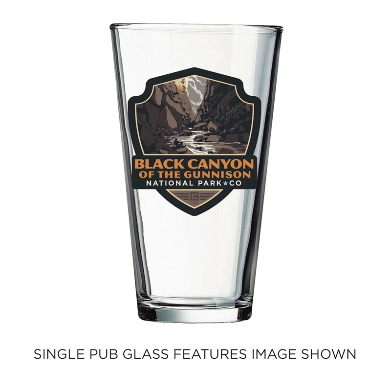 Black Canyon of the Gunnison NP Shadowlands Emblem Pub Glass | Printed in the USA