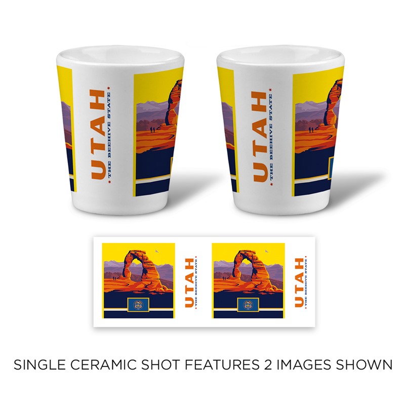 UT State Pride Double Ceramic Shot | Printed in the USA