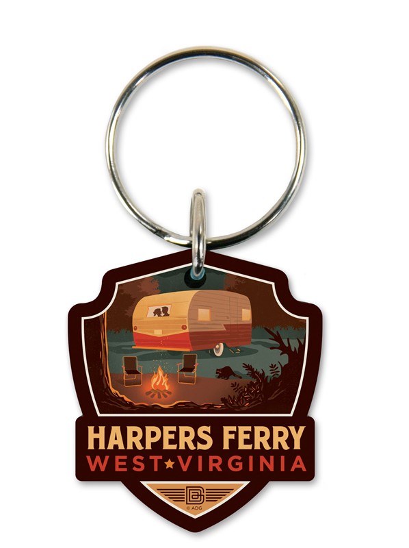 "Harpers Ferry WV" Emblem Wooden Key Ring | American Made