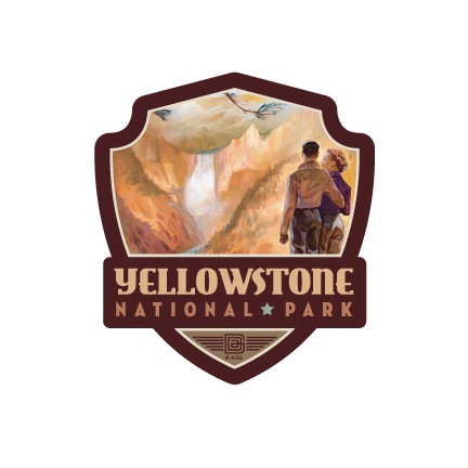 Yellowstone NP Falls Emblem Sticker | American Made