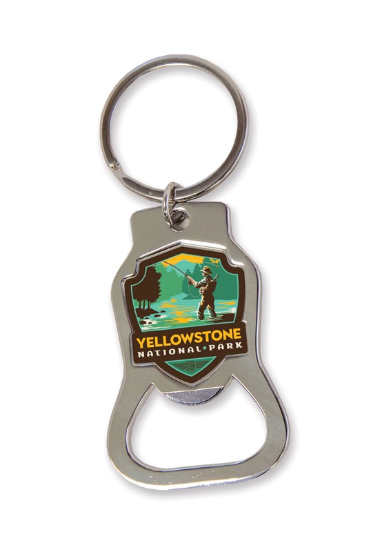 Yellowstone NP Emblem Bottle Opener Key Ring | American Made