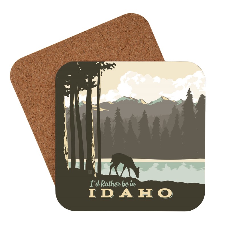 Idaho Deer Drinking from River Coaster | American made coaster