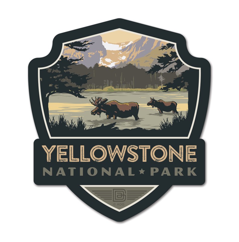 Yellowstone National Park Moose Lake Emblem Wooden Magnet | American Made