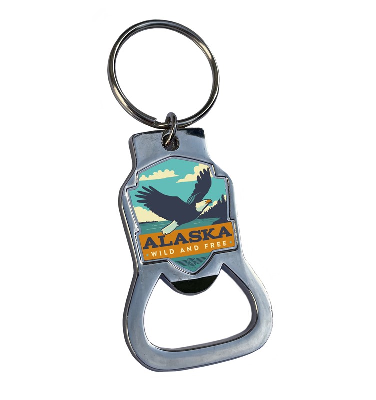 Alaska Eagle Emblem Bottle Opener Key Ring | American Made