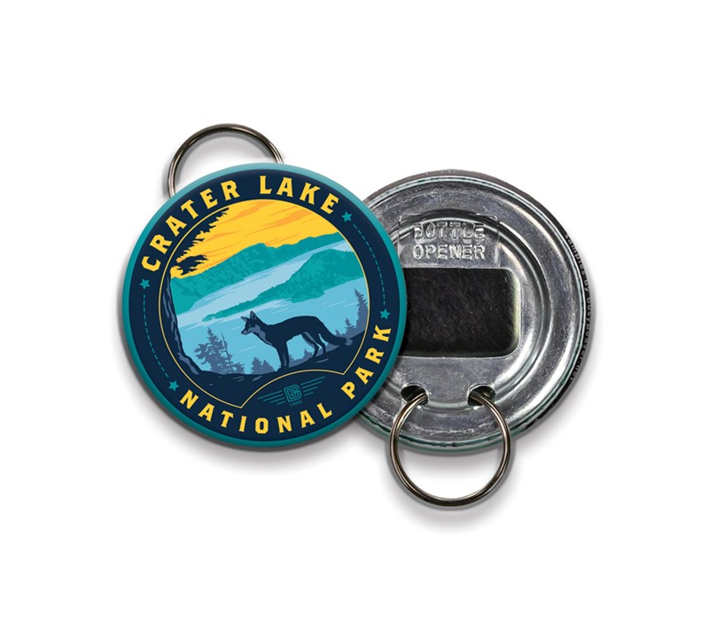 Crater Lake NP Circle Bottle Opener Key Ring | American Made