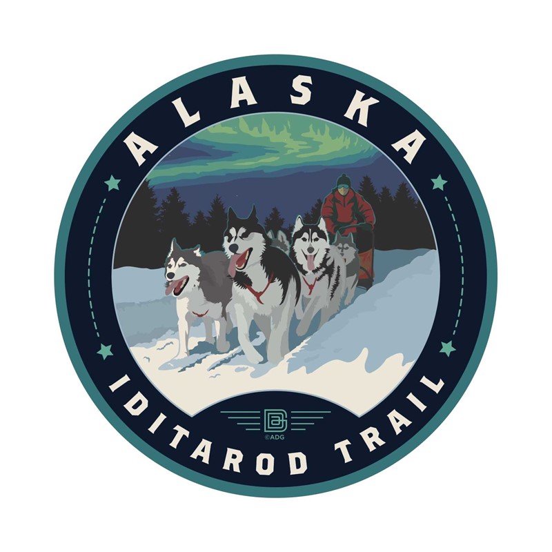 Alaska Dog Sled Circle Sticker | Made in the USA