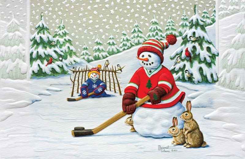 Happy Hockey Days | Snowman Christmas cards