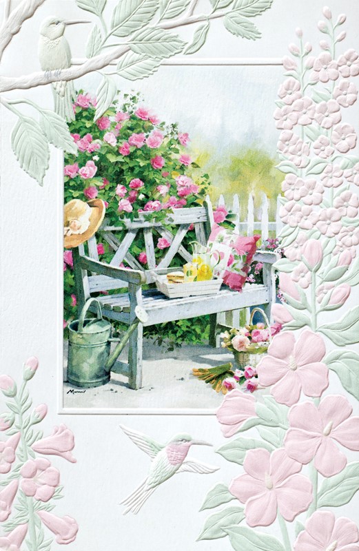 Garden Bench Folded - W/Env | Farm Friends greeting cards