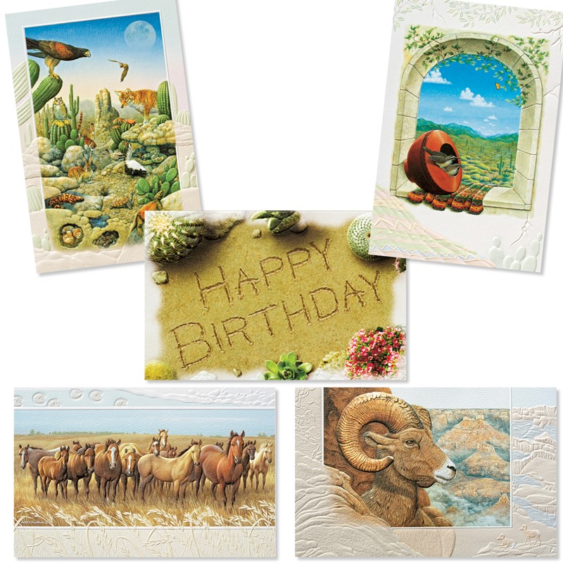 Southwest Wonders 30 Card Birthday Assortment | Assortment Boxed Cards, Made in the USA