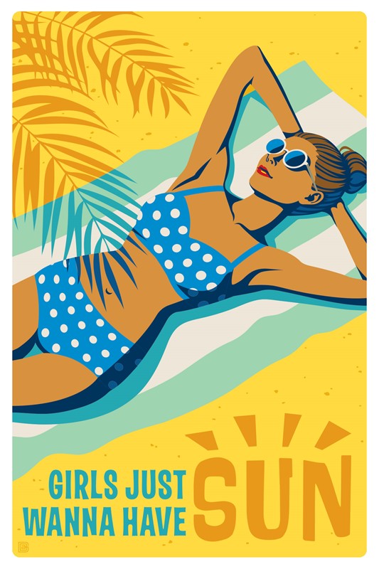 Girls Just Wanna Have Sun Magnetic Postcard | Made in the USA