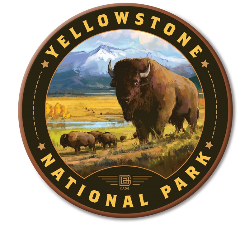 Yellowstone NP American Bison Circle Magnet | Made In The USA