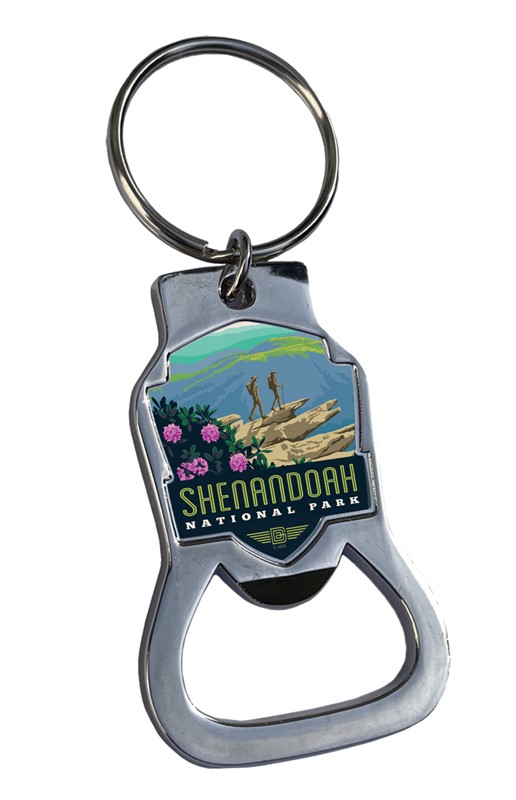 Shenandoah Hawksbill Mountain Emblem Bottle Opener Key Ring | American Made