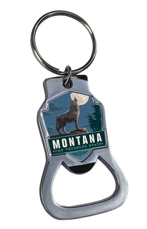 Montana Wolf Bottle Opener Key Ring | American Made