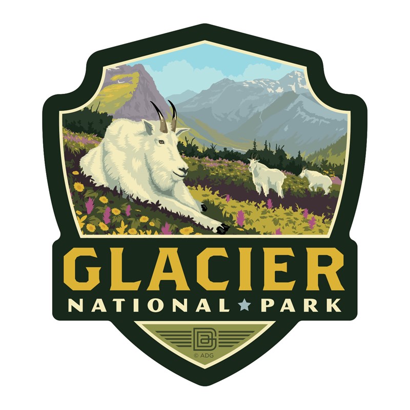 Glacier NP Goats in the Valley Emblem Magnet | Made in the USA