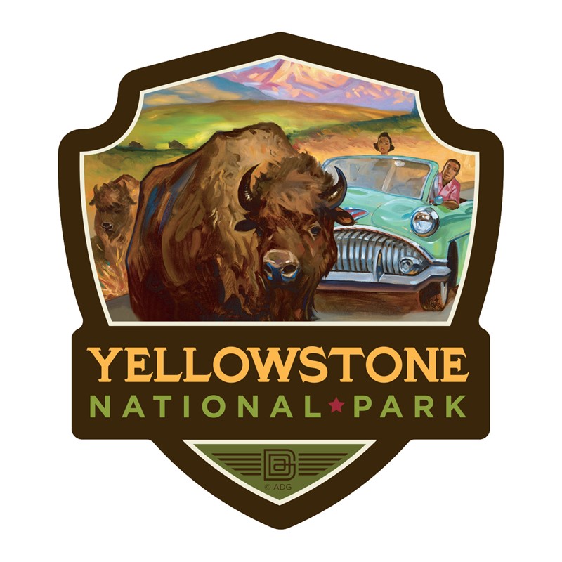 Yellowstone NP Bison Crossing Emblem Magnet | Made in the USA