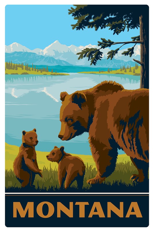 Wildlife Bears Montana Magnetic Postcard | Made in the USA