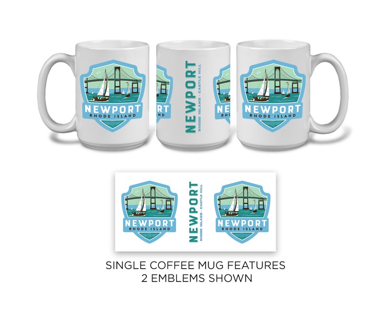 Newport RI Bridge Emblem Mug | Ceramic Mug