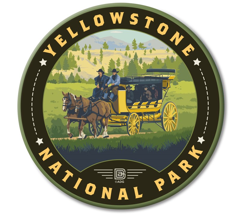 Yellowstone NP Stagecoach Adventure Circle Magnet | Made In the USA