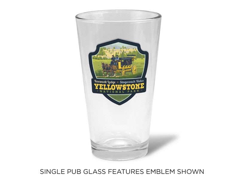 YNP Stagecoach Adventure l Emblem Pub Glass