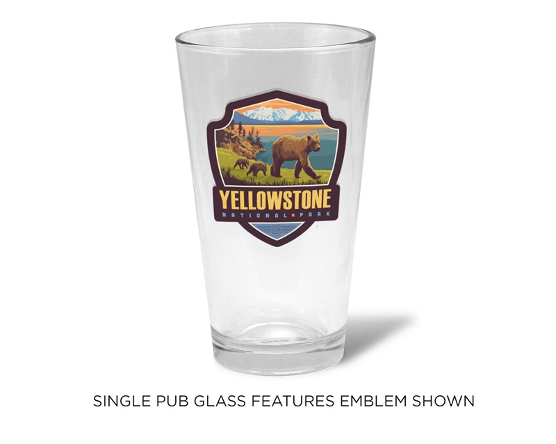 YNP Yellowstone Lake l Emblem Pub Glass