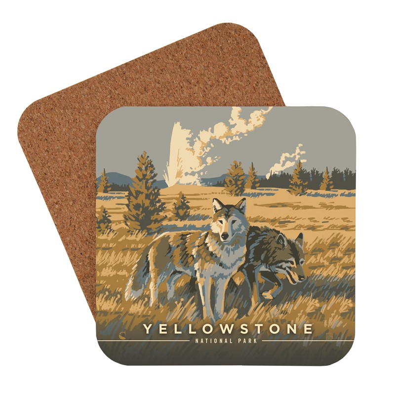 Yellowstone National Park Wandering Wolves Coaster | USA Made