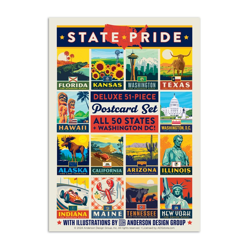 50 State Pride + DC Postcard Set | Printed in the USA