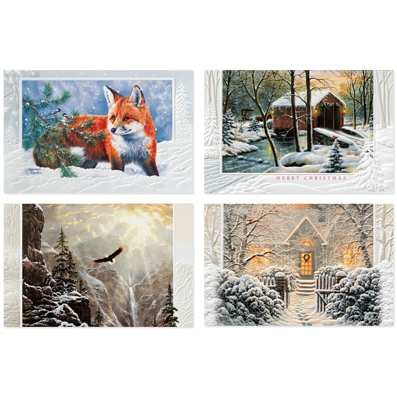 Frosty Winter Weather | Bird & Snowman themed boxed Christmas cards, Made in the USA