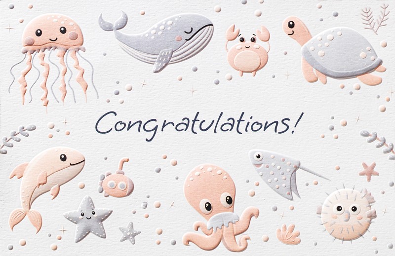 Sea Creatures Collage | Baby greeting cards