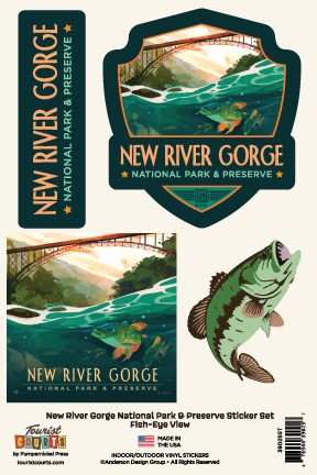 New River Gorge NP & Preserve Fish-Eye View Sticker Set | Made in America