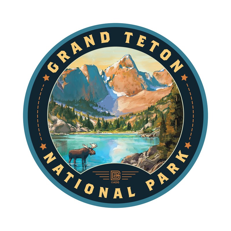 Grand Teton NP Moose Circle Sticker  | American Made