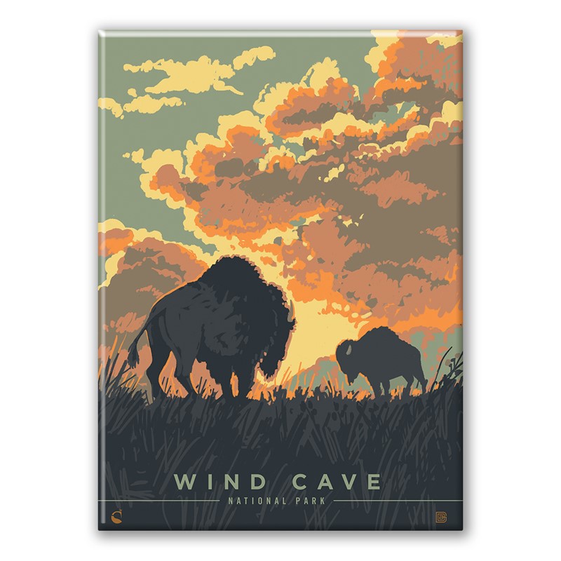 Wind Cave NP Bison Sunrise Magnet | American Made