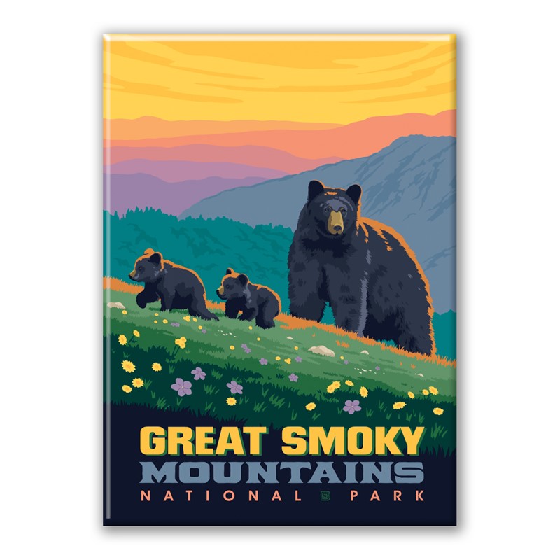 Great Smoky Mountains NP Romping Cubs Magnet  | American Made