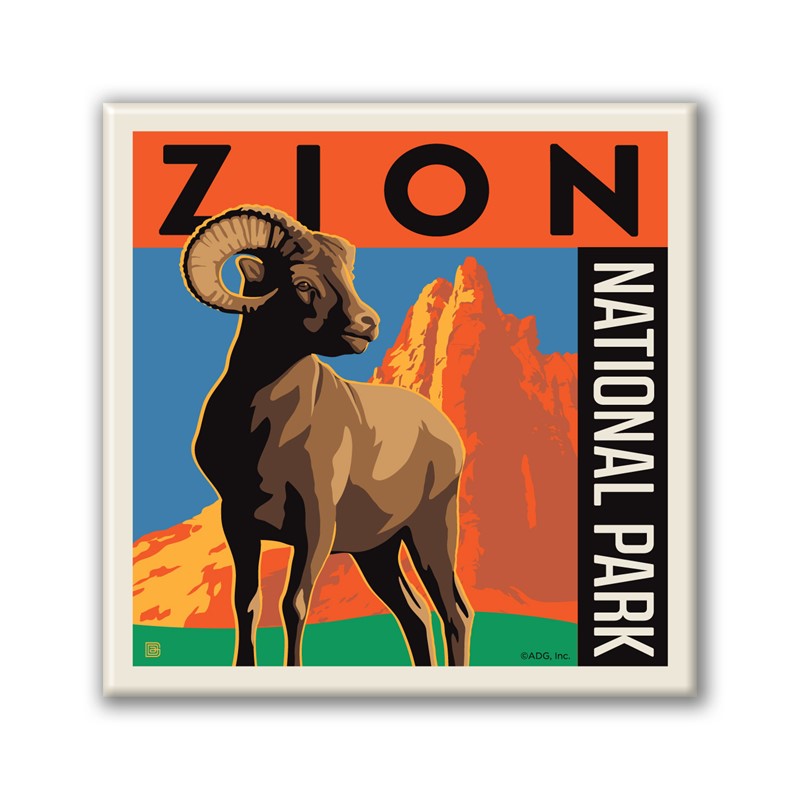 Zion National Park Ram Square Magnet | American Made